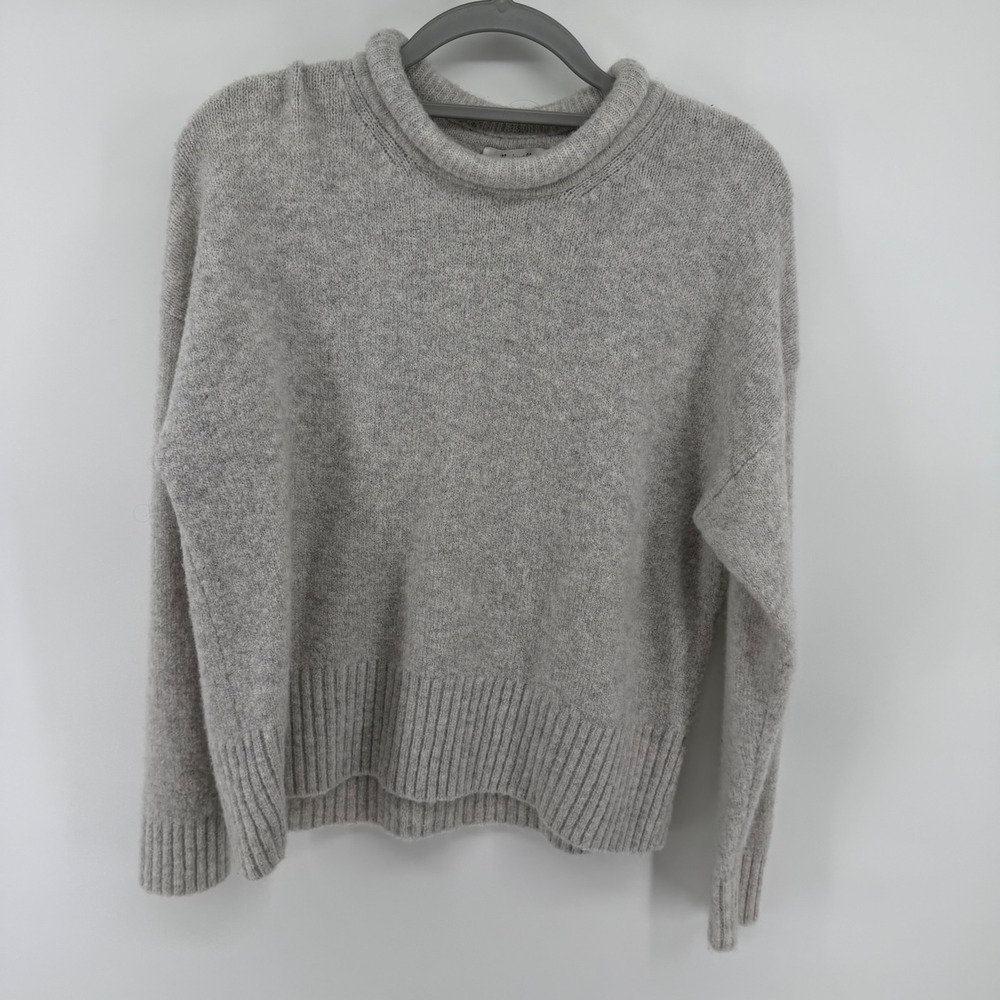 Madewell Womens Wool Alpaca Blend Mock Neck Sweater Heather Grey Large L RN77388